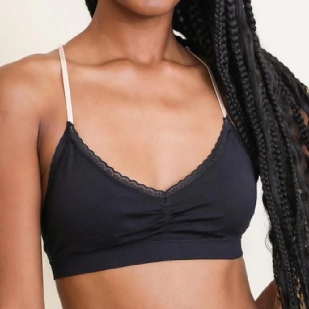Black Floral Lace Racerback Bralette Intimates - Picture 3 of 4